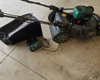 Masterforce 80 Volt Max with Battery, Bagger, Self-Propelled, Brushless Lawn Mower 