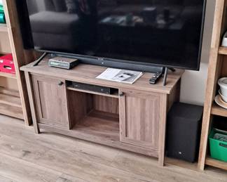 Large Digital TV; TV Stand; Bookshelves