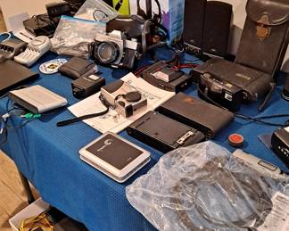 Large amount of electronics, antique vintage and newer cameras; compact disc player 
