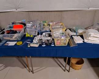 Large assortment of sewing, crafting & quilting supplies, accessories and equipment... patterns, books, threads -- Cone Spools of Thread, etc.