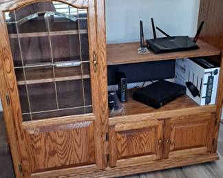 Oak Wood with Leaded Glass Entertainment Center; Electronic Antennae and much more!