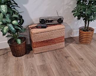 Faux Silk Plants; Boom Box; Basket Storage