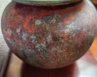 Raku Pottery Jar - Artists Jon and Barbara Mehr