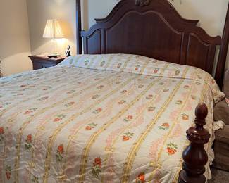 King size four poster bed - like new mattress set