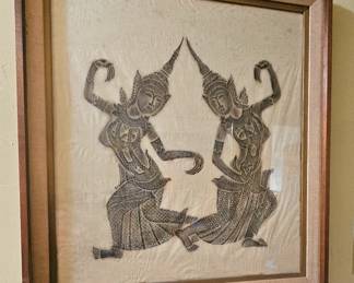Vintage Thai Temple Rubbing Rice Paper artwork.