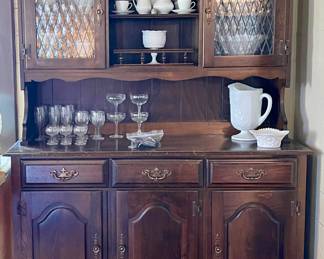 Vintage Hutch with Leaded Glass