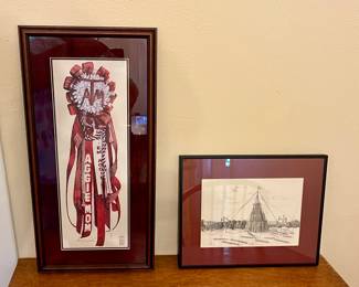 Benjamin Knox Framed Signed Print “Aggie Mom Mum”, Framed Aggie Bonfire Pencil Drawing
