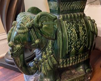 Jade Green Color Vintage Elephant Garden Seat