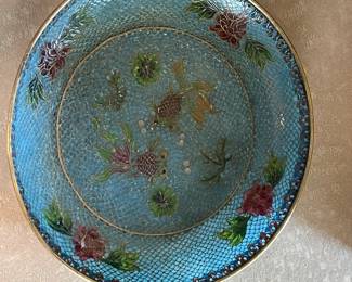 Vintage Plique-a-jour Enamel Cloisonné Fish Plate