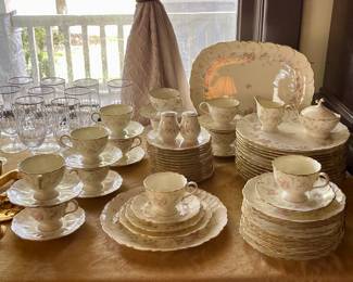 Vintage Mikasa Ivory Bone China “Remembrance”  AB002 Japan-Service for 12, Salt\Pepper, Sugar\Creamer, Serving Platter