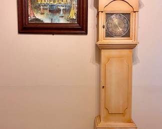 Vintage Grandfather Clock, Original Painting