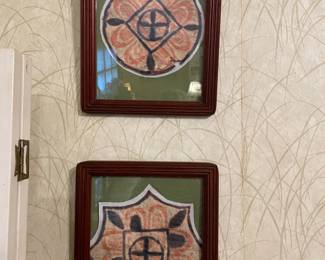 Framed vintage felt pieces