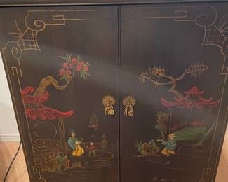 Antique Asian inspired liquor cabinet