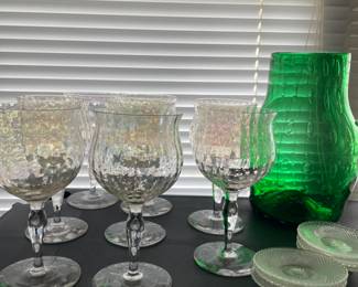 Iridescent fine crystal wine hocks 