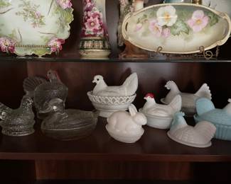 Nesting hens, turkey, bunny, duck