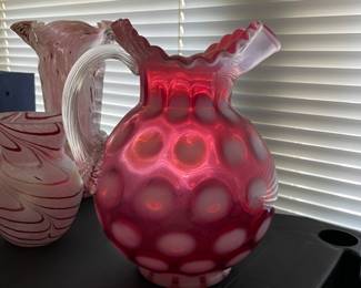 Fenton cranberry dot large pitcher
