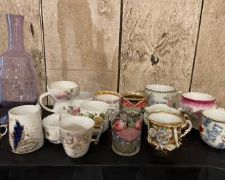 Antique mustache cups and Mother cups
