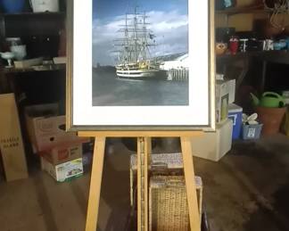 Large, beautiful easel & art by Nancy W.