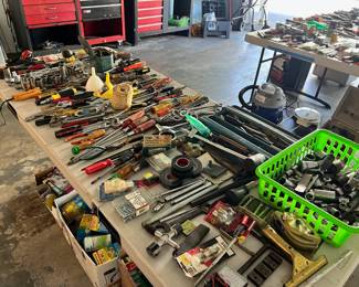 Assortment of Hand Tools - Screwdriver, Wrenches, Hammers, Pliers, Tin Snips