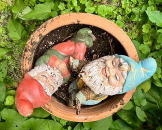 Pair of Ceramic Garden Gnomes