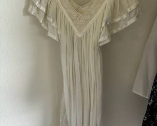 Circa 1970's White Lace Top Sleep Wear Dress