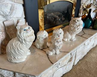 Ceramic Persian Cat Sculptures