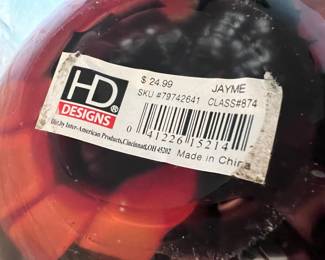 HD Design Red/Black Art Glass Vase
