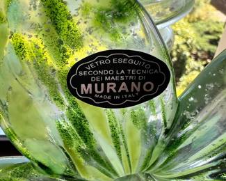 Murano Glass Green Flower Figurine