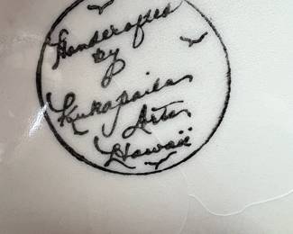 Tapa Print Pair of Footed Coffee Mugs and Coffee/Tea Pot - Made in Hawaii