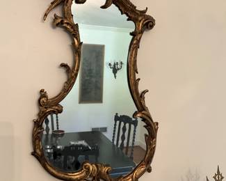 Hand Carved gilt wood Rococo mirror-$400