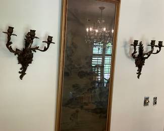 Chinese Silk Painting w/gold thread embroidery-$400