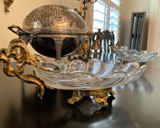 Pair French Gilt Sterling (Baccarart or Puirforcat crystal) Coups-$800