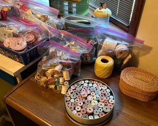 Ribbon, lace, thread, beads, buttons , fabric, yarn and more.