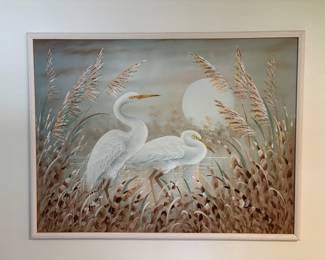 Two storks waiting for a newborn baby to deliver.  Saw it on the internet, so it must be true about how babies are delivered.