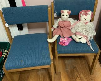 2 matching blue chairs