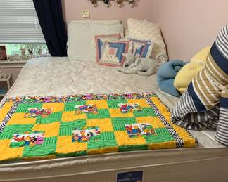 Serta pillow top mattress set and frame, queen size