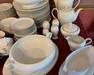 1998 "Classic Gold " china, double set, embossed white pattern on white, classy