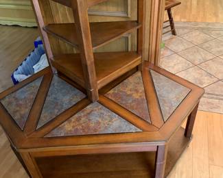 wood and tile coffee table, corner table