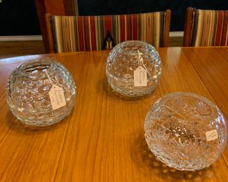 Fostoria fairy lamps and a crystal rose bowl