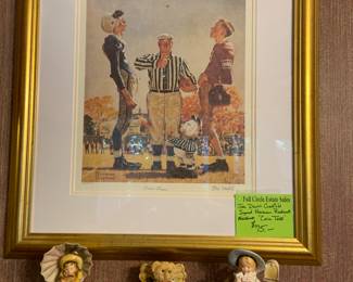 Norman Rockwell, Jim Davis mashup with Garfield as ref. COA on back. 