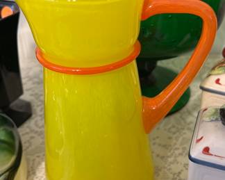Yellow Glass Pitcher