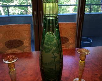 Val St. Lambert huge cameo & cut glass vase