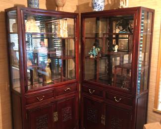 Pair of Chinese rosewood vitrine cabinets