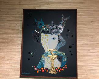 Doris Hall ceramic plaque with enamel decoration. 