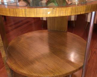 Art Deco wood & chrome table, described on photographs following as made in Italy of rosewood and purchased at Fred Silberman Antiques NYC 