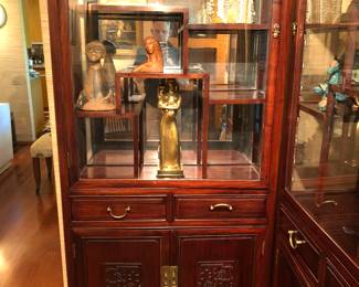 Pair of Chinese rosewood vitrine cabinets 