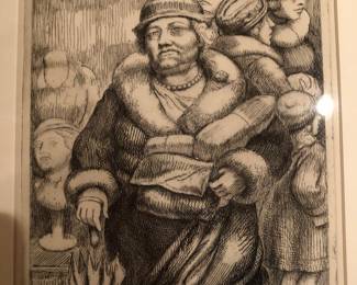 Important Kenneth Hayes Miller Shopper Etching for Reginald Marsh 1938