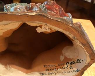 Federal Art Project Cleveland School Ceramic Paul Bunyan by Nils Hansen