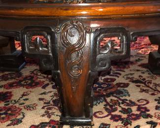 Chinese 19th century Rosewood carved urn stand with round glass top