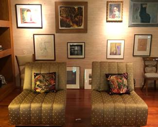 Pair of Art Deco living room slipper chairs